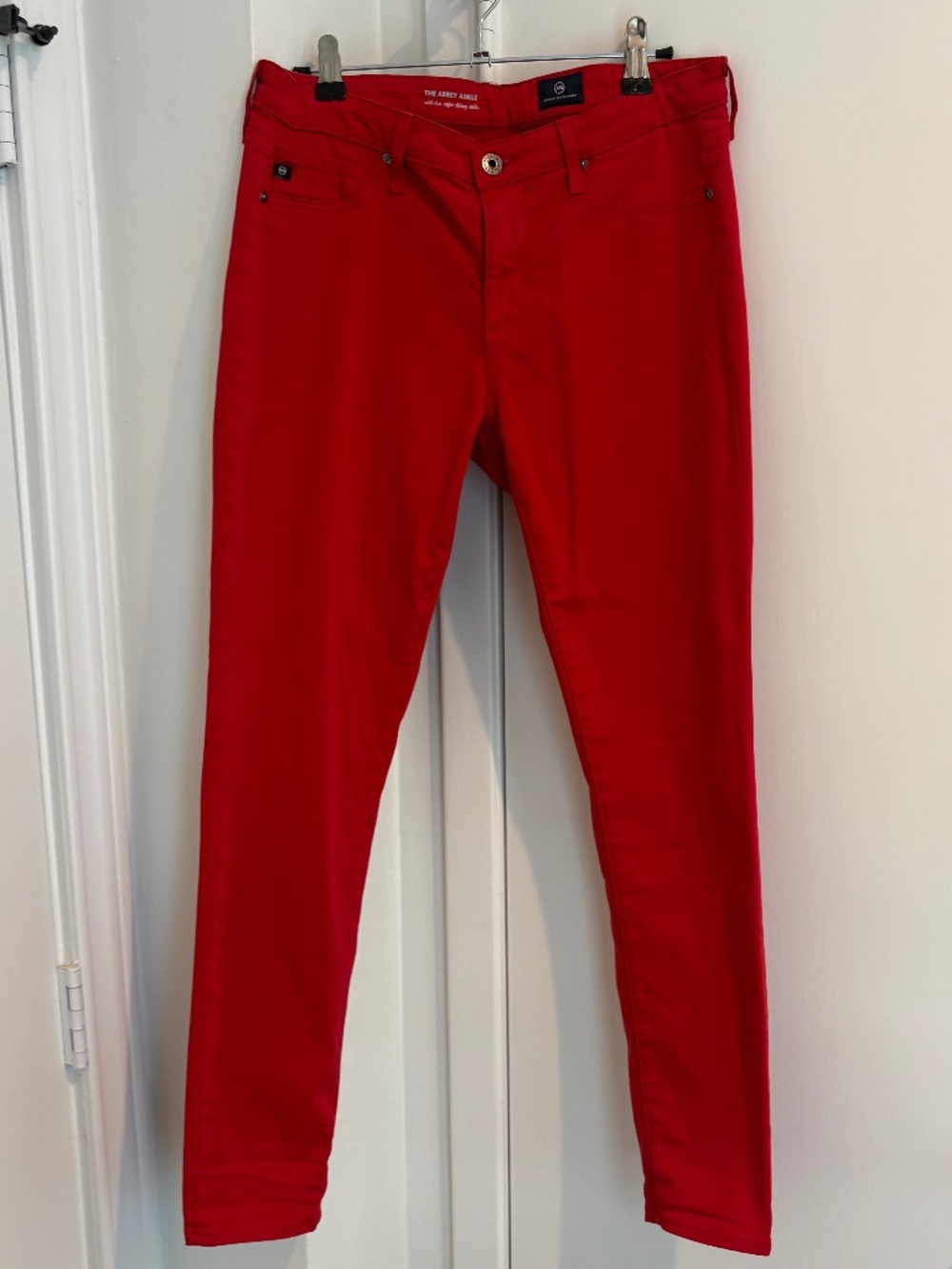 AG Adriano Goldschmied The Abbey Ankle Mid Rise Super Skinny Jeans Red